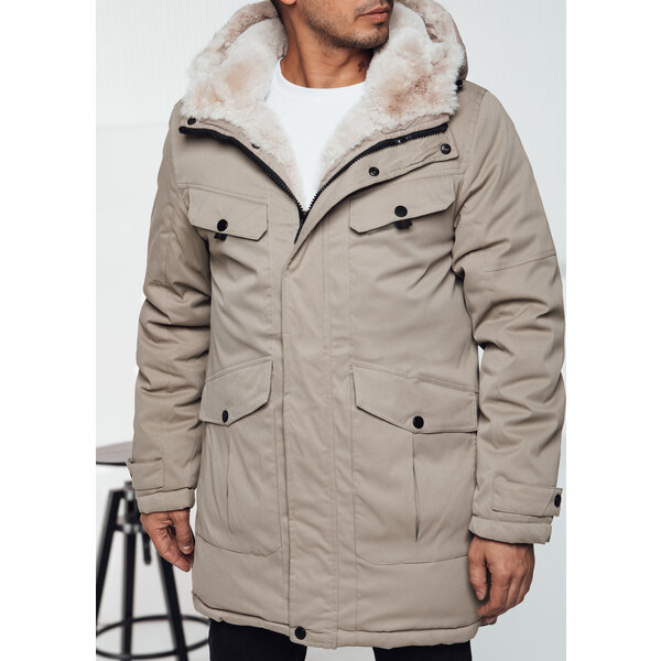 BASIC Pánska smotanová zimná parka s kapucňou TX4969 60680041