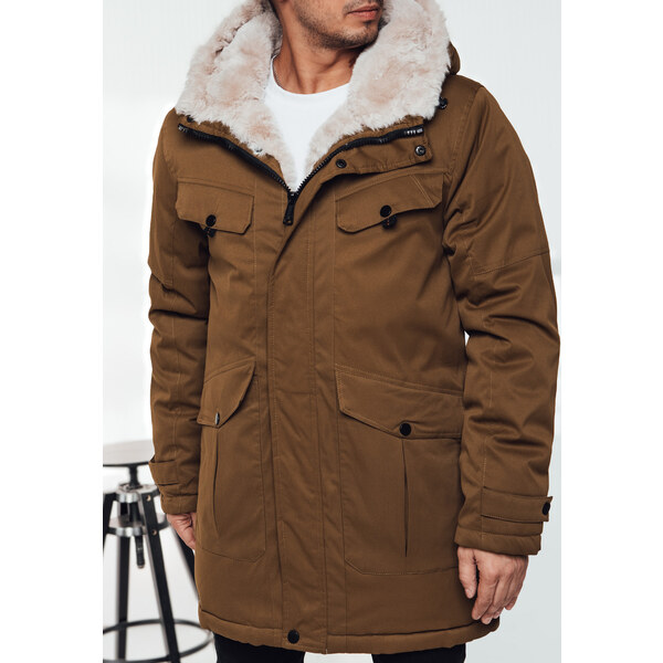 BASIC Pánska hnedá zimná parka s kapucňou TX4970 60680042
