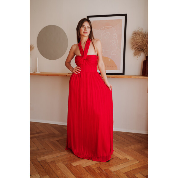 miadresses.sk Červené spoločenské šaty s viazaním 33860187