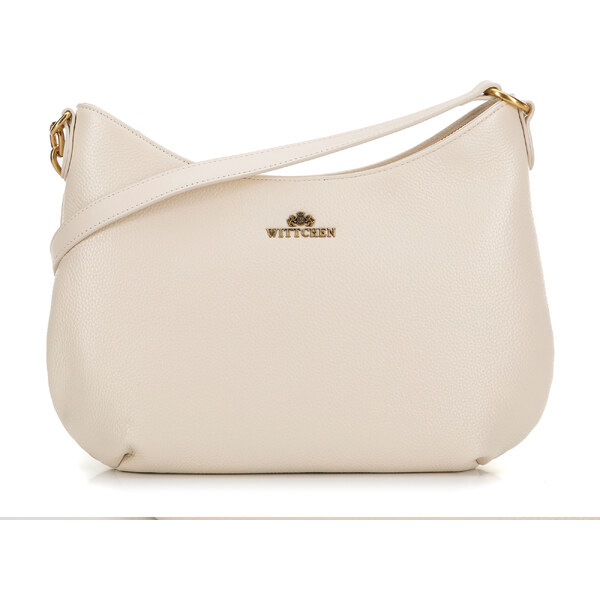 Wittchen Kožená kabelka na rameno s retiazkou krémová 100-4E-603-0 66066294