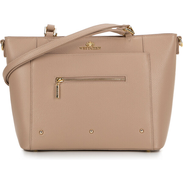 Wittchen Dámska shopper kabelka z kože s vreckami béžová 100-4E-607-9 66066302