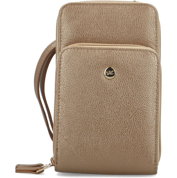 Malá dámska kožená crossbody kabelka bronzovo zlatá - Hexagona Vuera 60700838