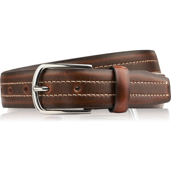 Paolo Peruzzi Pánsky kožený opasok so striebornou prackou 120 cm | 60697750