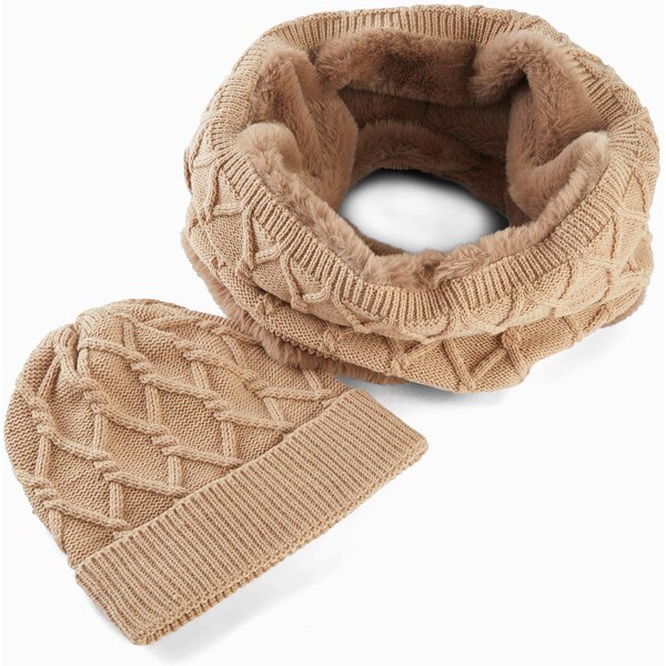 bonprix Šál a čiapka (2-dielna), farba béžová 47086805