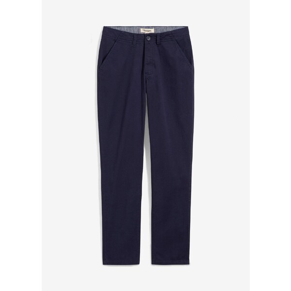bonprix Chino nohavice z bavlny so strečom, Slim Fit, farba modrá 45011400