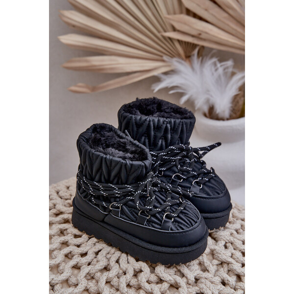 Boto FR1 Detské Zimné Topánky S Hrubou Podšivkou Čierne Nastira 60877014