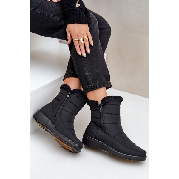 EVENTO PE1 Dámske Snehule Na Zips S Kožušinou Čierne Fiorittia 60794915