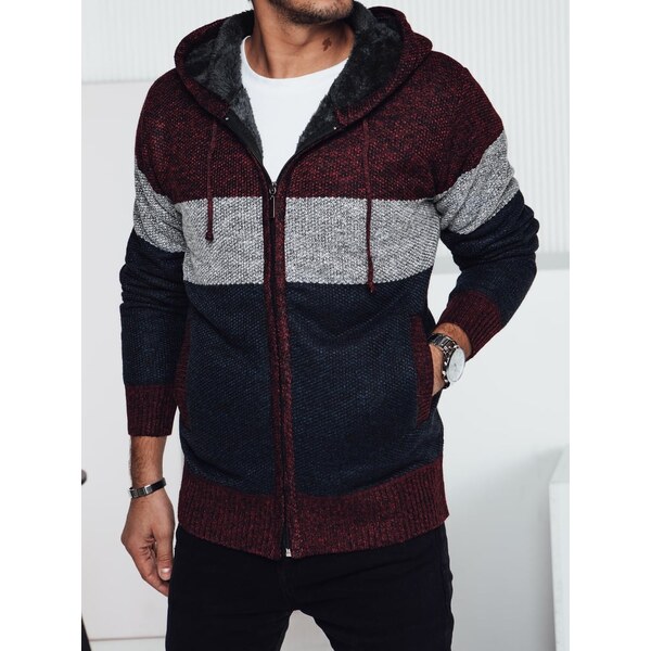 DStreet Pánsky bordový sveter s kapucňou 60728097