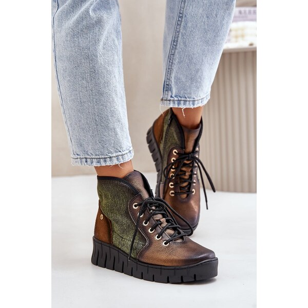 Kožené Čižmy Na Platforme A Opätku Maciejka 60728514