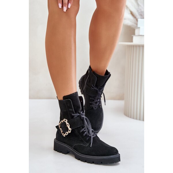 Zazoo 2951 Semišové Čižmy S Dekoratívnou Prackou Čierne 60728524