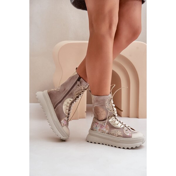 Kožené Semišové Čižmy Na Platforme Zateplené Maciejka 60729030