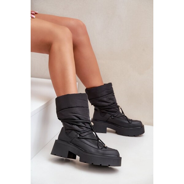 Boto FS1 Dámske Snehule Na Platforme A Plochéj Päte Čierne Seandriel 60729052