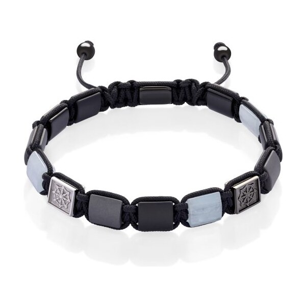 Elegantný náramok pre mužov z onyxu a hematitu Dharma Mana Trimakasi 60745144