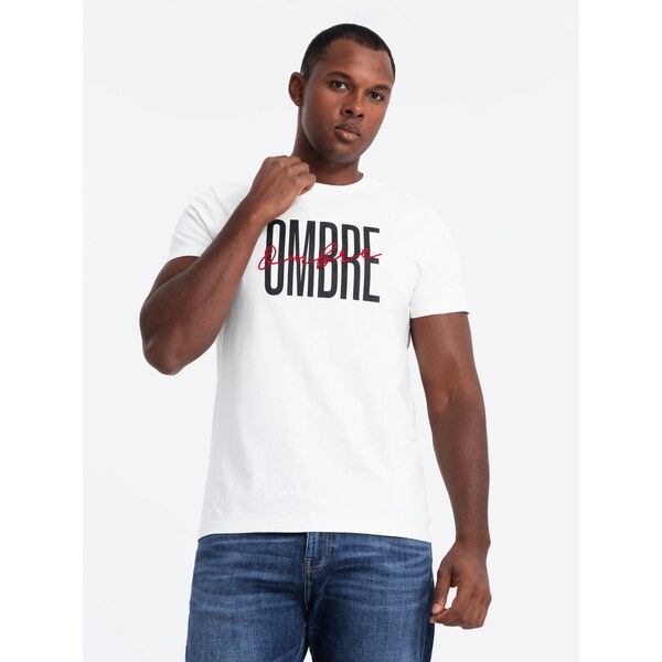 Ombre Mens cotton t-shirt with double logo - white 64785481