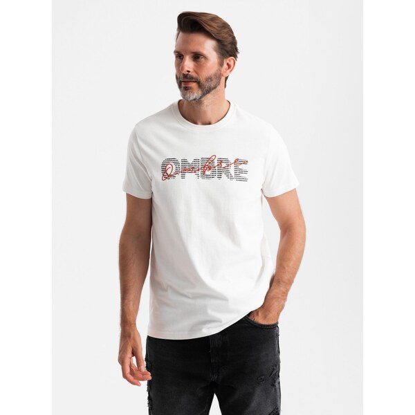 Ombre Mens cotton t-shirt with double printed logo - white 64785683