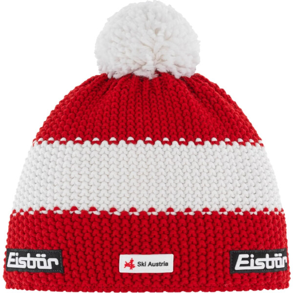 Bielo-červená vlnená čiapka Eisbar Star Pompon MU SKA E33140-AUT 60312336