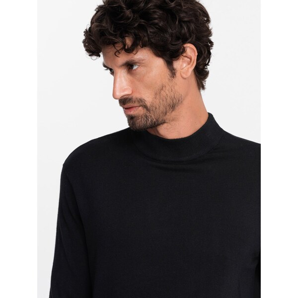 Ombre Mens knitted half-golf with viscose - black 66506280