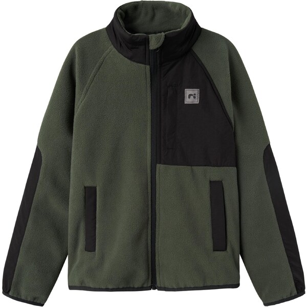 NAME IT Flisová bunda NKNMYles jedľová / čierna 58171249