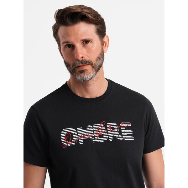 Ombre Mens cotton t-shirt with double printed logo - black 64785727