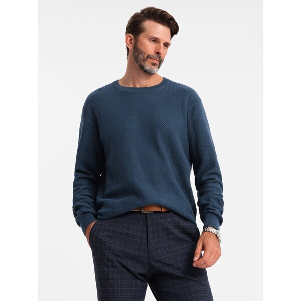 Ombre Mens RELAXED FIT knitted diamond-knit sweater - navy blue 64785763