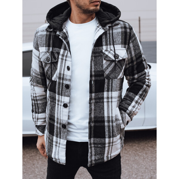 BASIC Čierna zateplená pánska károvaná bunda s kapucňou TX4953 60785551