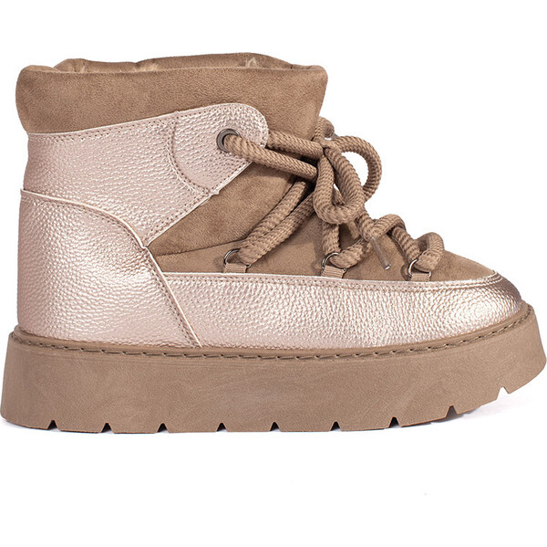 SHELOVET Dámske béžové šnurovacie snehule so silnou podrážkou 6483KH 66149008