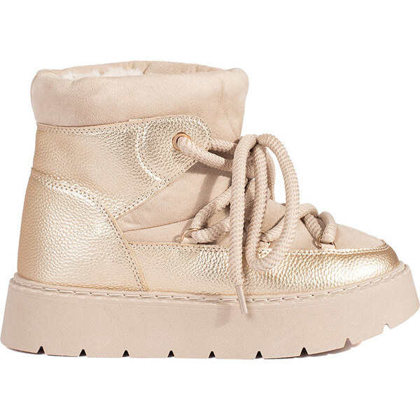 SHELOVET Smotanové šnurovacie dámske snehule na hrubej podrážke 6483BE 66149007