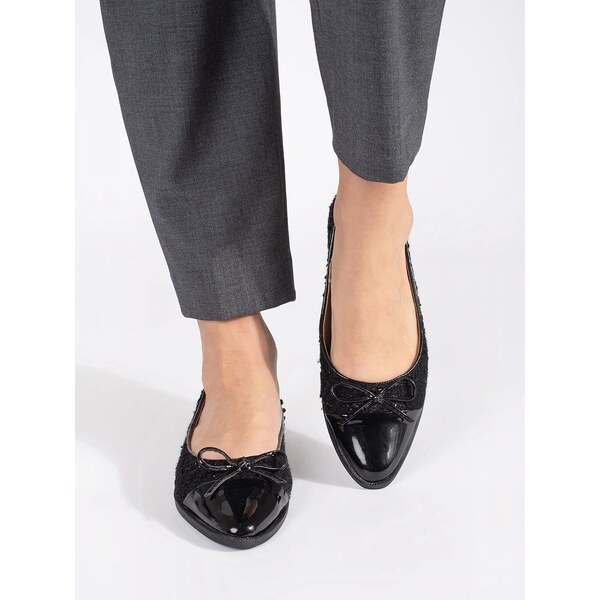 Štýlové čierne baleríny bez podpätku pre ženy 60790870