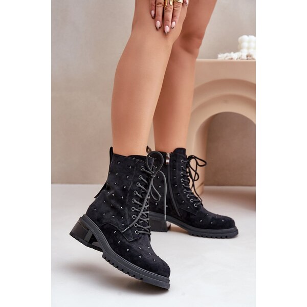 S. BARSKI Zdobené dámske pracovné čižmy zateplené D&A čierne 60794909