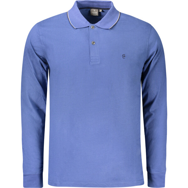 COVERI MOVING Pánske modré polo s dlhým rukávom 66473239