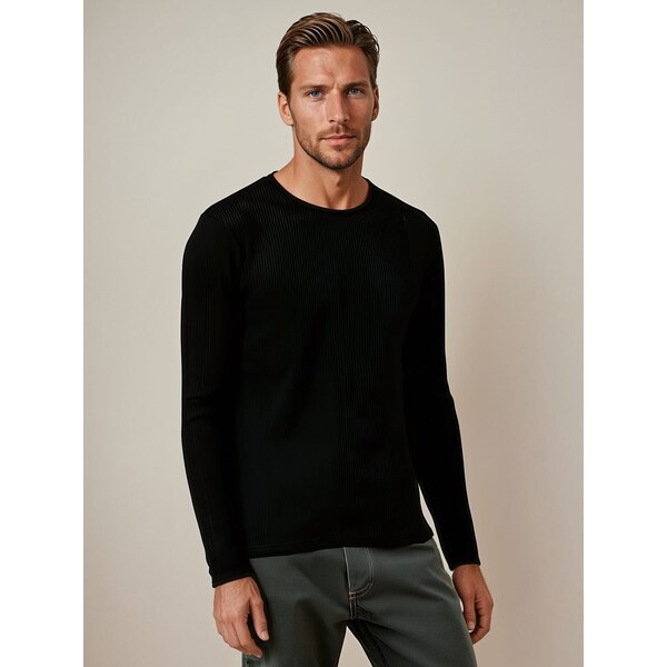 Dstreet Senzačný pánsky sveter v čiernej farbe 60801339