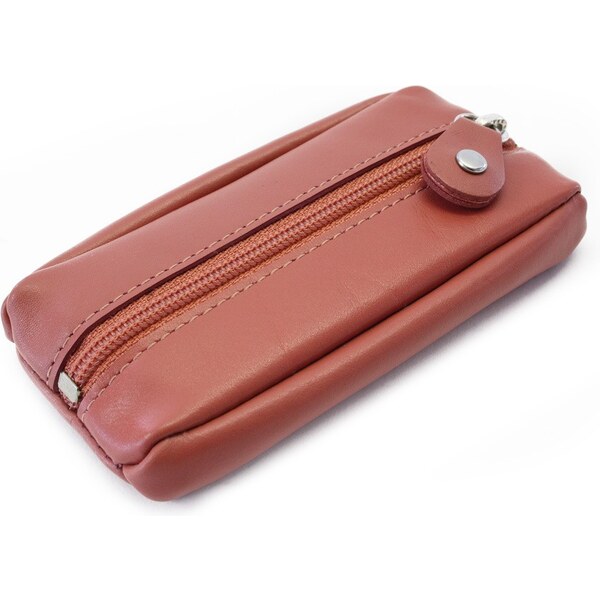 Arwel Tmavo ružová kožená kľúčenka so zipsovým vreckom 619-2418-90 60828966