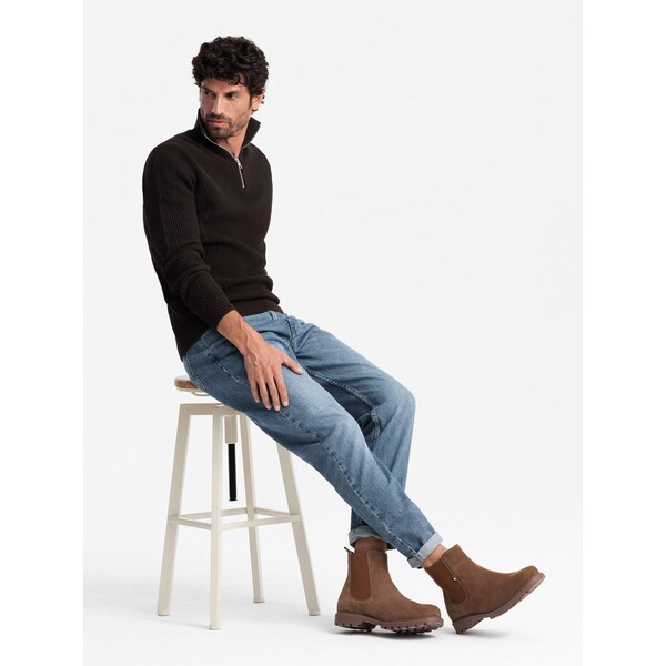 Ombre Slip-on suede mens high top shoes - light brown 64785794