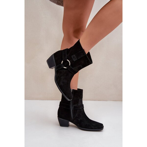 Botičky Z Prírodného Semišu Na Opätku Čierne Zazoo 60834935