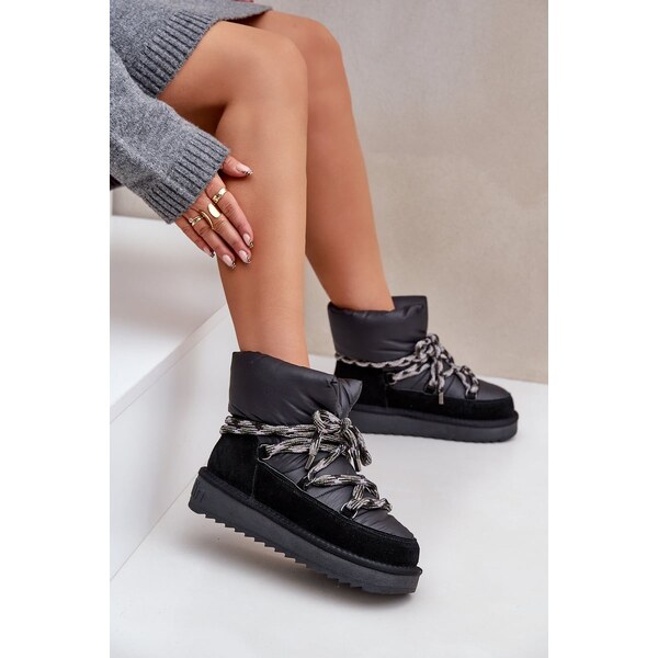 Semišové Snehové Topánky Dámske S Hrubým Šnurovaním D.Franklin 60794921