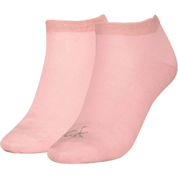 CALVIN KLEIN - 2PACK Shiny logo pink color členkové ponožky - 60850597
