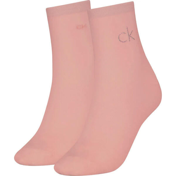 CALVIN KLEIN - ponožky 2PACK Shiny logo pink color short - limitovaná 60850598