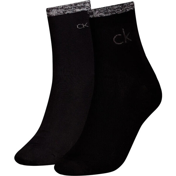 CALVIN KLEIN - ponožky 2PACK Shiny logo black color short - limitovaná 60850599