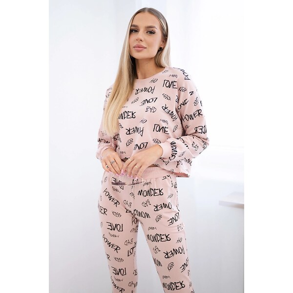 Kesi Set with dark powder pink inscriptions 60708803