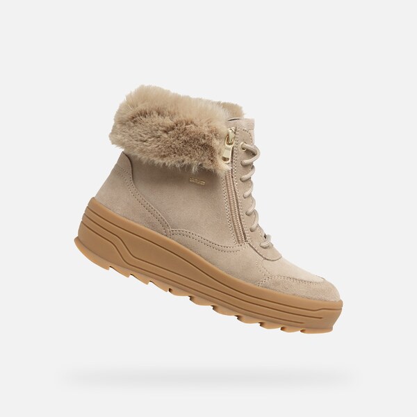 Beige womens ankle boots Geox Milleiny B Abx - Womens 60865155