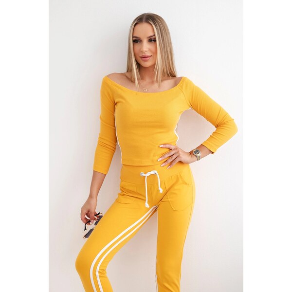 Kesi Set with double stripe mustard+white 60709043