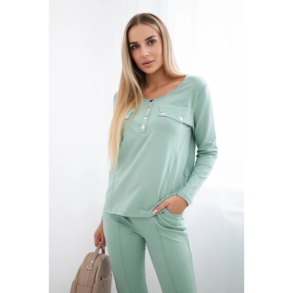 Kesi Set with a neckline with press studs dark mint 60754790