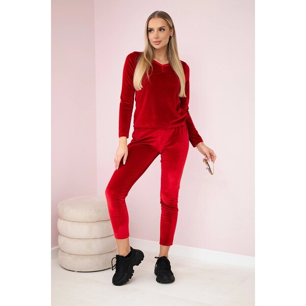 Kesi Red velour set with frills at the back 60729856