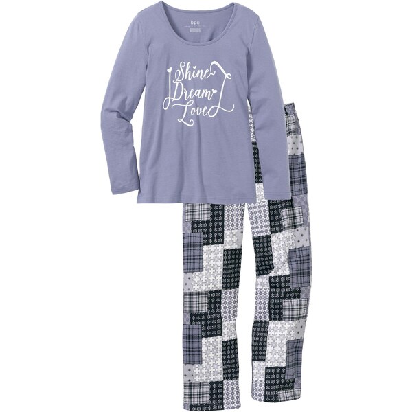 bonprix Pyžamo z čistej bio bavlny, farba modrá 45128608