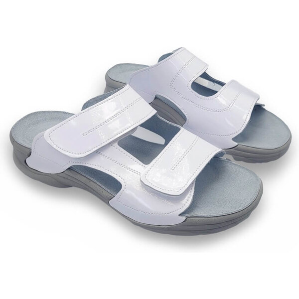 Dámske zdravotné ortopedické šľapky biele lesklé (38) 60872502