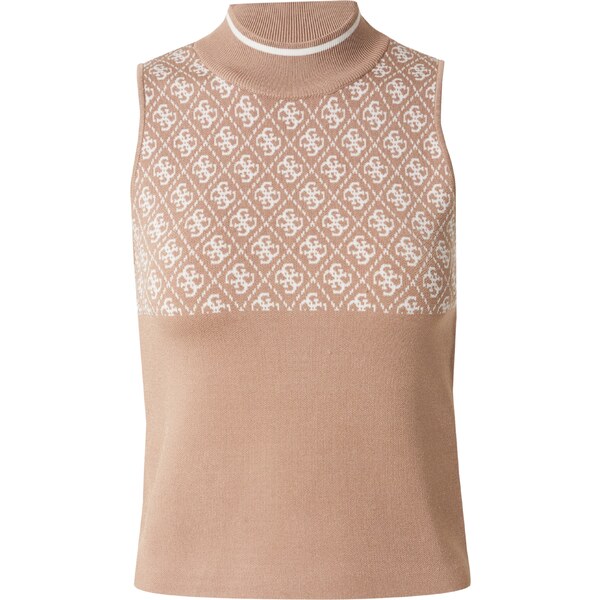 GUESS Vyšívaný top LISE piesková / biela 60919158