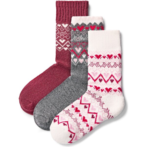 Vlnka 3 páry ponožiek s ovčou vlnou Merino srdce 60875833