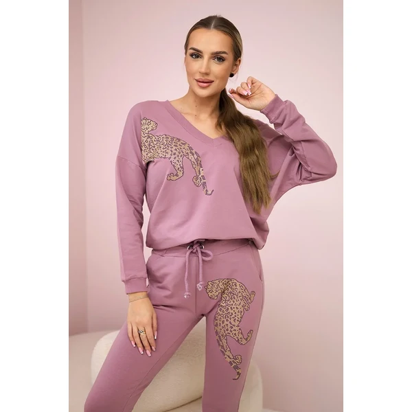 Kesi Set with dark pink zirconia panther 60708808