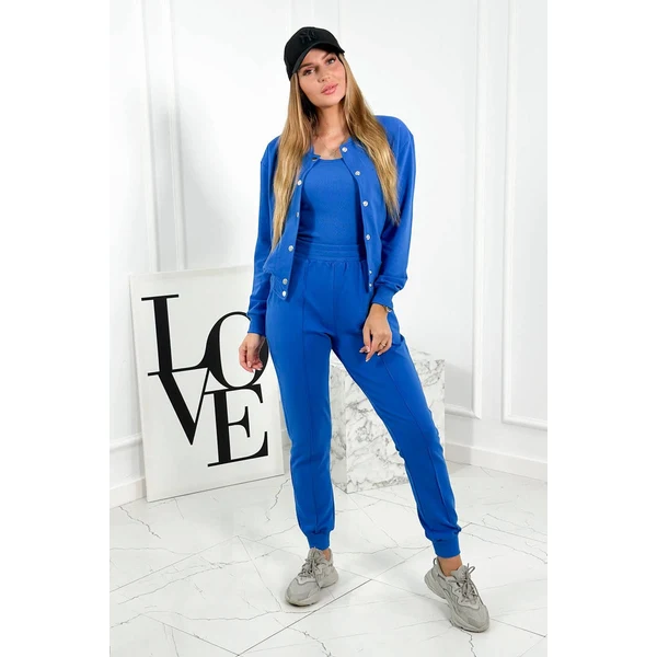 Kesi Set 3in1 sweatshirt with press studs + top + trousers cornflower 60709006