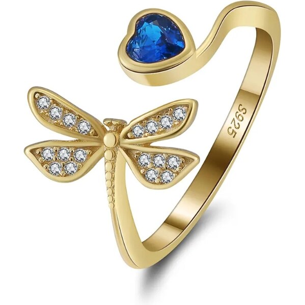 MAJYA Strieborný nastaviteľný prsteň ZAFIRA pozlátený 11363 64582468